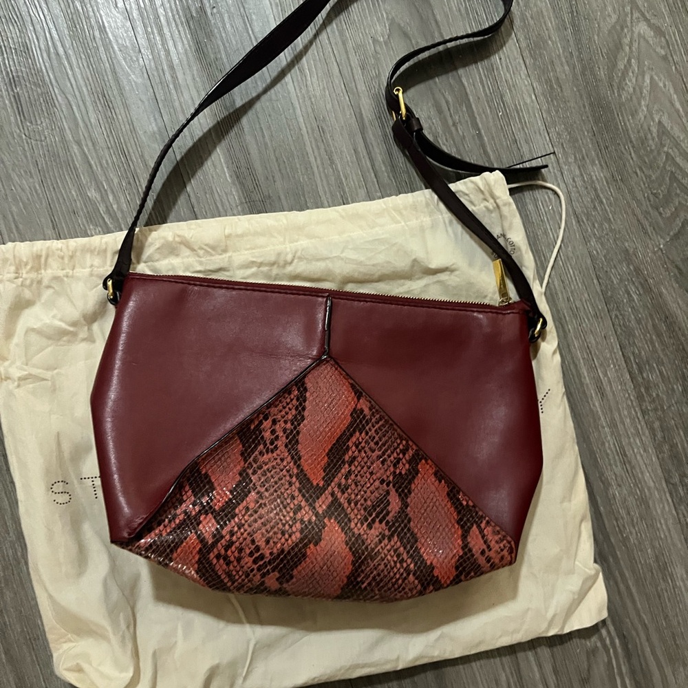 Stella McCartney Burgundy and Snake Print Shoulder Bag